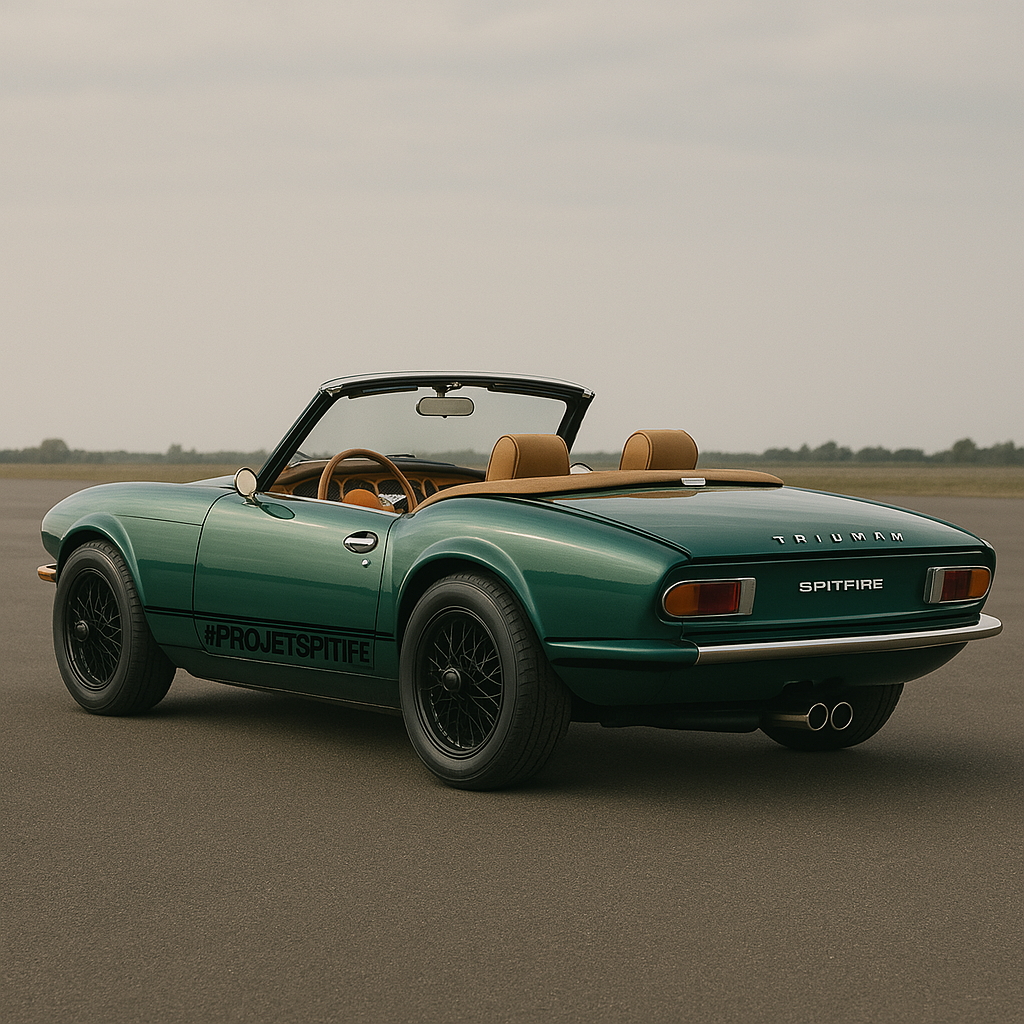 Triumph Spitfire 1975 — vue arrière tarmac