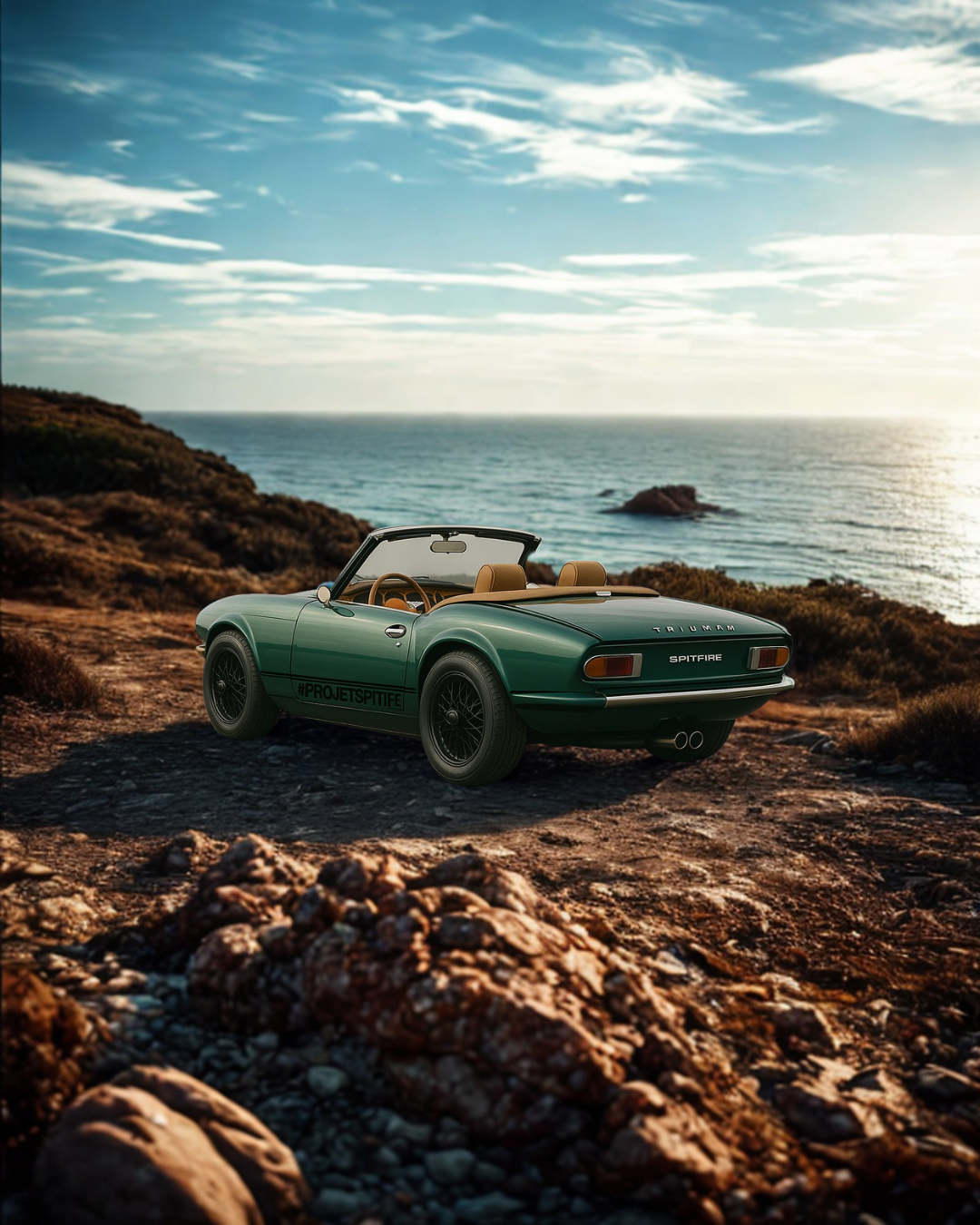 Triumph Spitfire au bord de la falaise