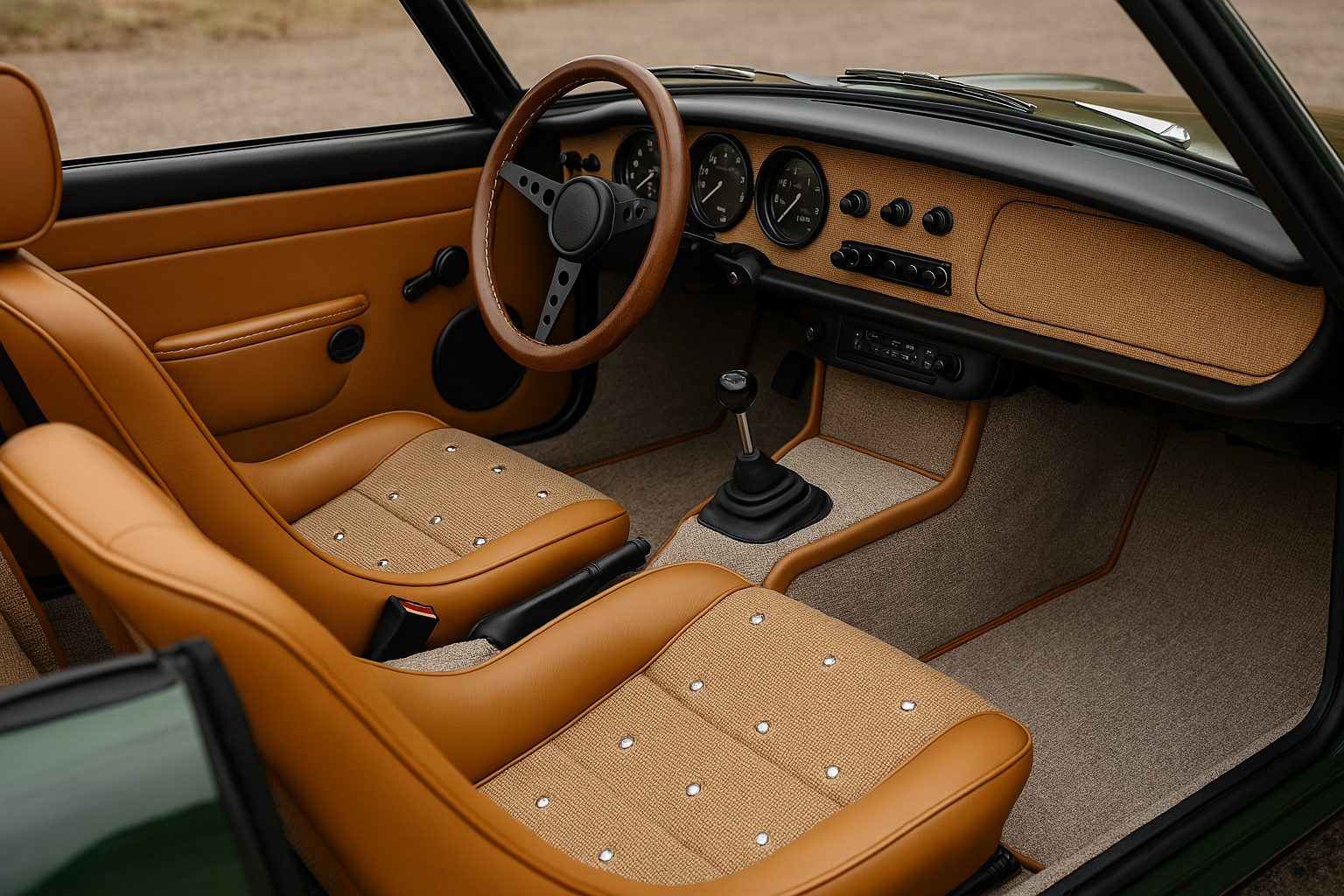 Intérieur Spitfire cuir cognac