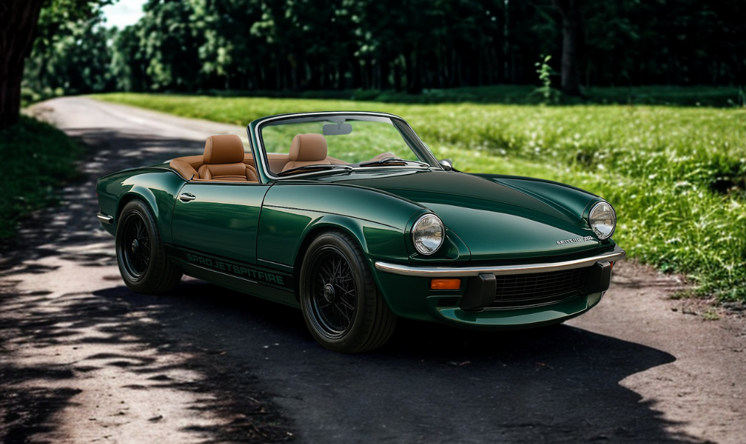 Triumph Spitfire sur route portrait
